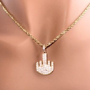 10k solid gold custom made middle finger pendant charm, best gift for him/her
